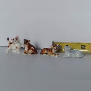 Bone China Japan Vintage Porcelain Cat Figurines Set of 2 + bonus